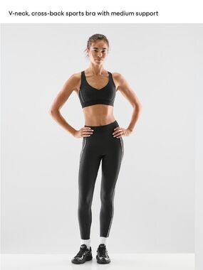 Aritzia Black V-Neck Cross-Back Sports Bra